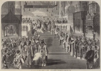 Die Krönung des Kaisers Alexander II. von Russland in der Mariä-Entschlafens-Kathedrale